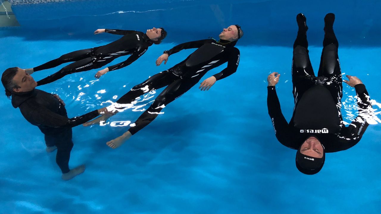 Freediver practicing breath-hold