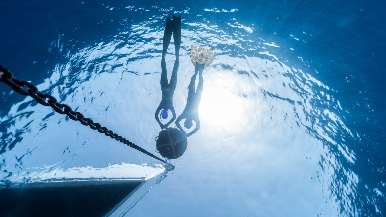 Freedivers in open water